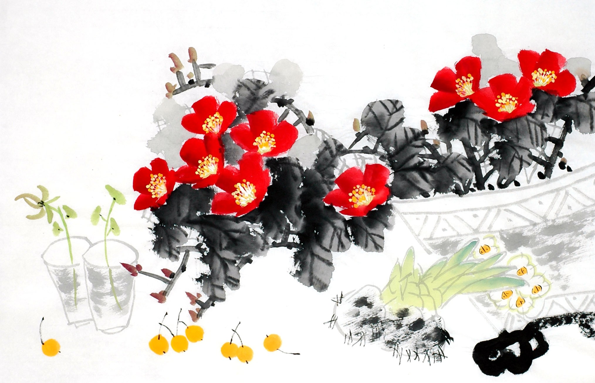 Chinese Flowers&Trees Painting - CNAG012958